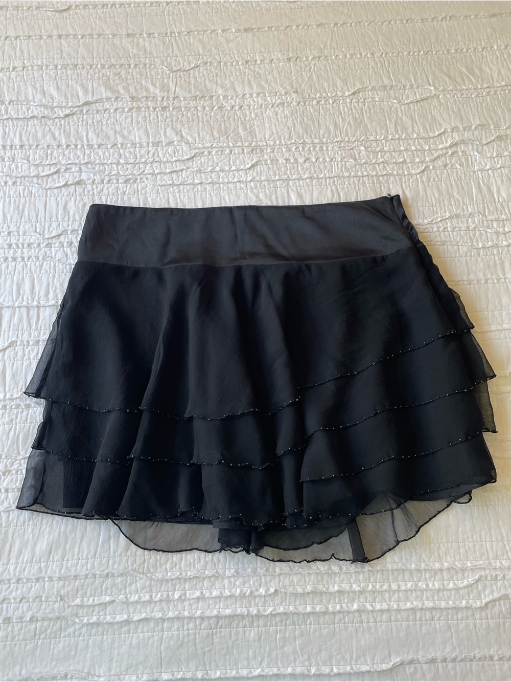 Torrid Black Mini Tiered Beaded Skirt | Sz 16